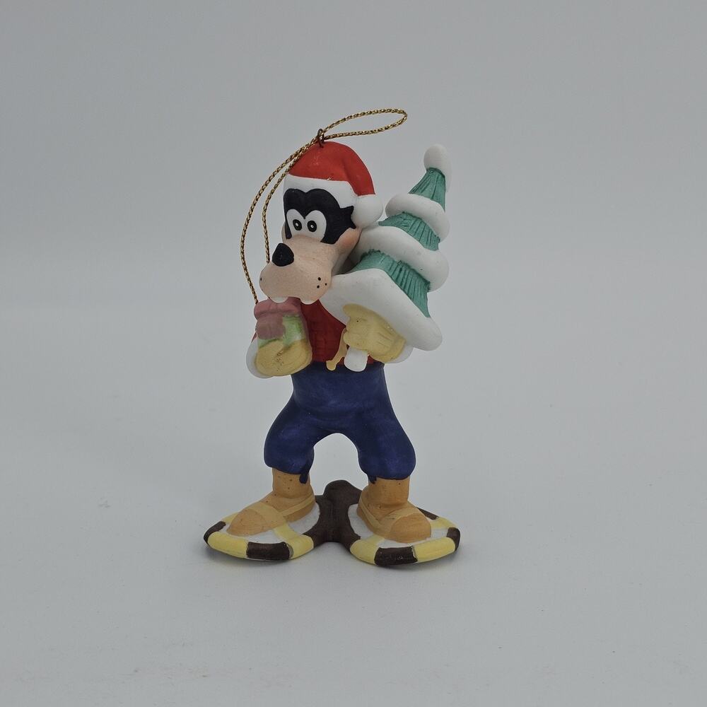 Disney Goofy Ceramic Bisque Christmas Ornament Tree with Snowshoes Taiwan
